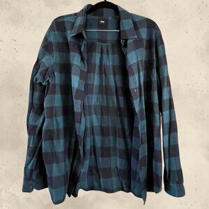 Uniqlo Flannel - Long Sleeve, Teal Blue
